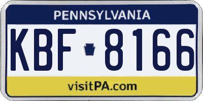 PA license plate KBF8166