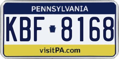 PA license plate KBF8168