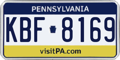 PA license plate KBF8169