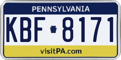 PA license plate KBF8171