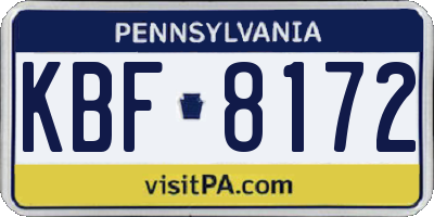 PA license plate KBF8172