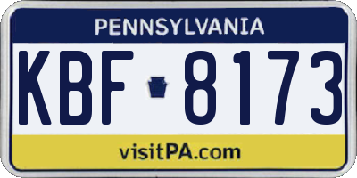 PA license plate KBF8173