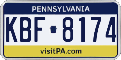 PA license plate KBF8174