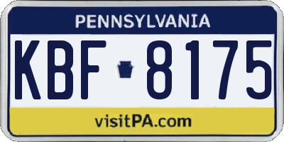 PA license plate KBF8175