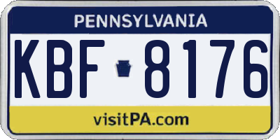PA license plate KBF8176