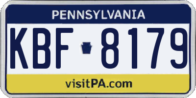 PA license plate KBF8179