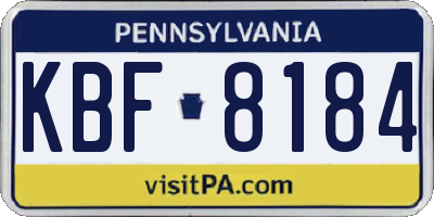 PA license plate KBF8184