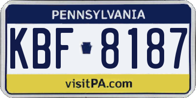 PA license plate KBF8187
