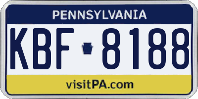 PA license plate KBF8188