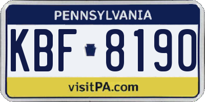 PA license plate KBF8190