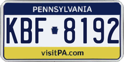 PA license plate KBF8192
