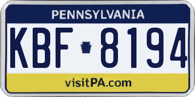 PA license plate KBF8194