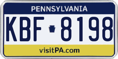 PA license plate KBF8198
