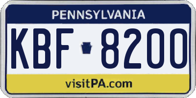 PA license plate KBF8200
