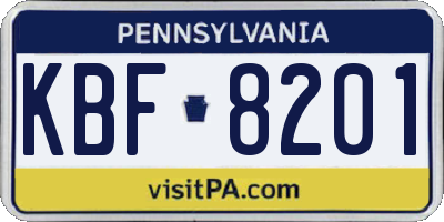 PA license plate KBF8201