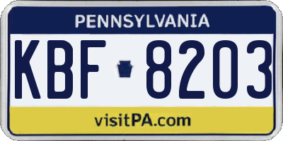 PA license plate KBF8203