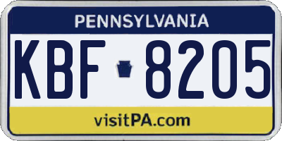 PA license plate KBF8205