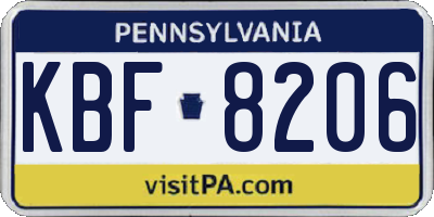 PA license plate KBF8206
