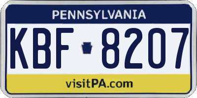 PA license plate KBF8207