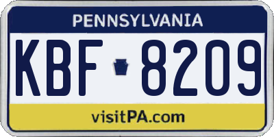 PA license plate KBF8209