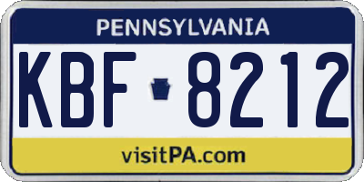 PA license plate KBF8212