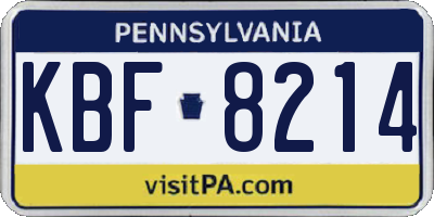 PA license plate KBF8214