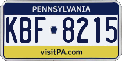 PA license plate KBF8215
