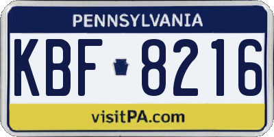 PA license plate KBF8216
