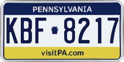 PA license plate KBF8217