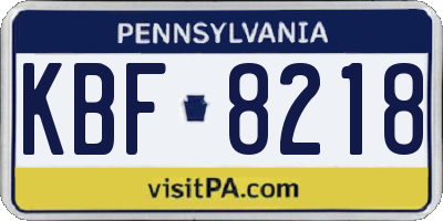 PA license plate KBF8218