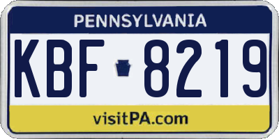 PA license plate KBF8219