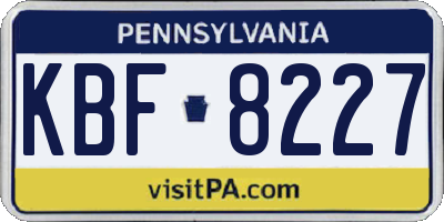 PA license plate KBF8227