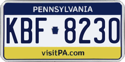 PA license plate KBF8230