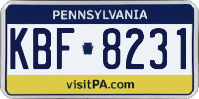 PA license plate KBF8231