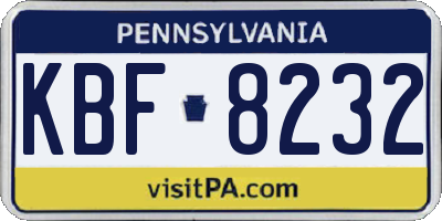 PA license plate KBF8232