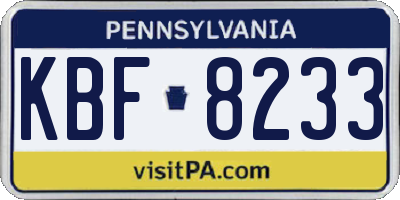 PA license plate KBF8233