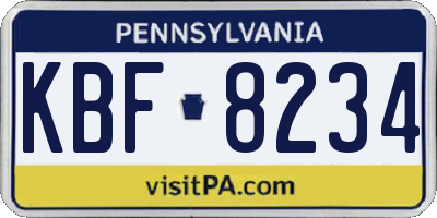 PA license plate KBF8234