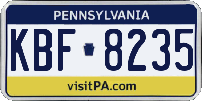 PA license plate KBF8235