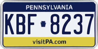 PA license plate KBF8237