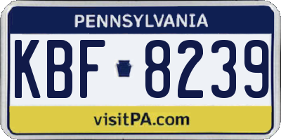 PA license plate KBF8239