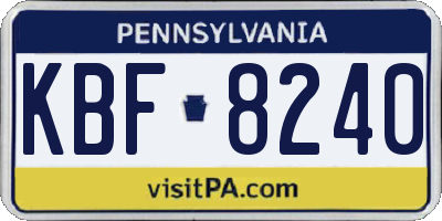 PA license plate KBF8240