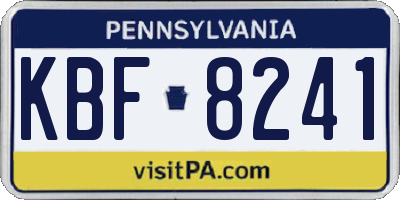 PA license plate KBF8241