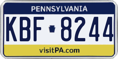 PA license plate KBF8244