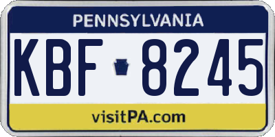 PA license plate KBF8245