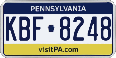 PA license plate KBF8248