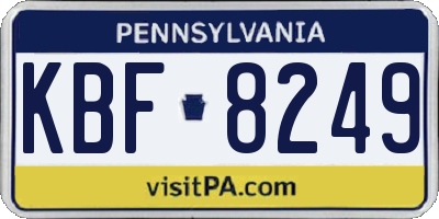 PA license plate KBF8249