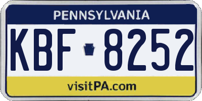 PA license plate KBF8252