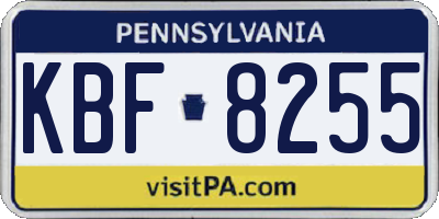 PA license plate KBF8255