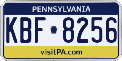 PA license plate KBF8256