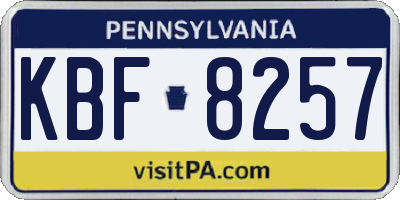PA license plate KBF8257